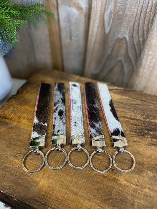 Pink Cowhide Keychain Wristlet