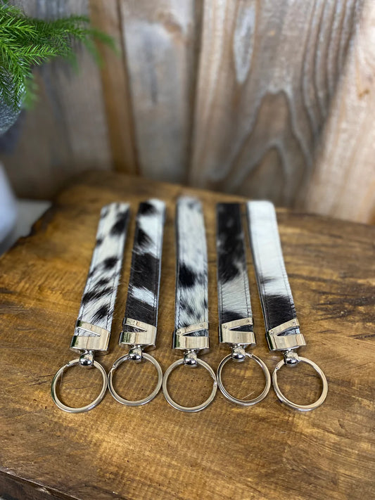 Black Cowhide Keychain Wristlet