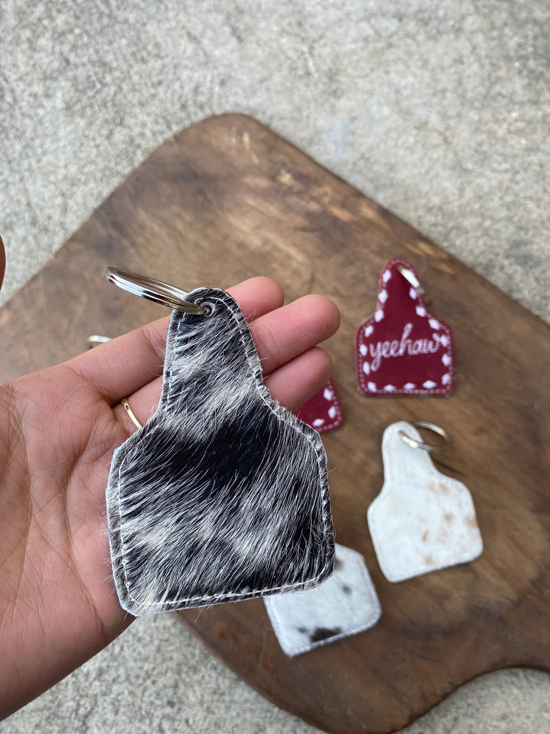 Cherry Leather YeeHaw Keychain