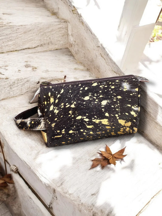 Gold Cowhide Toiletry Bag