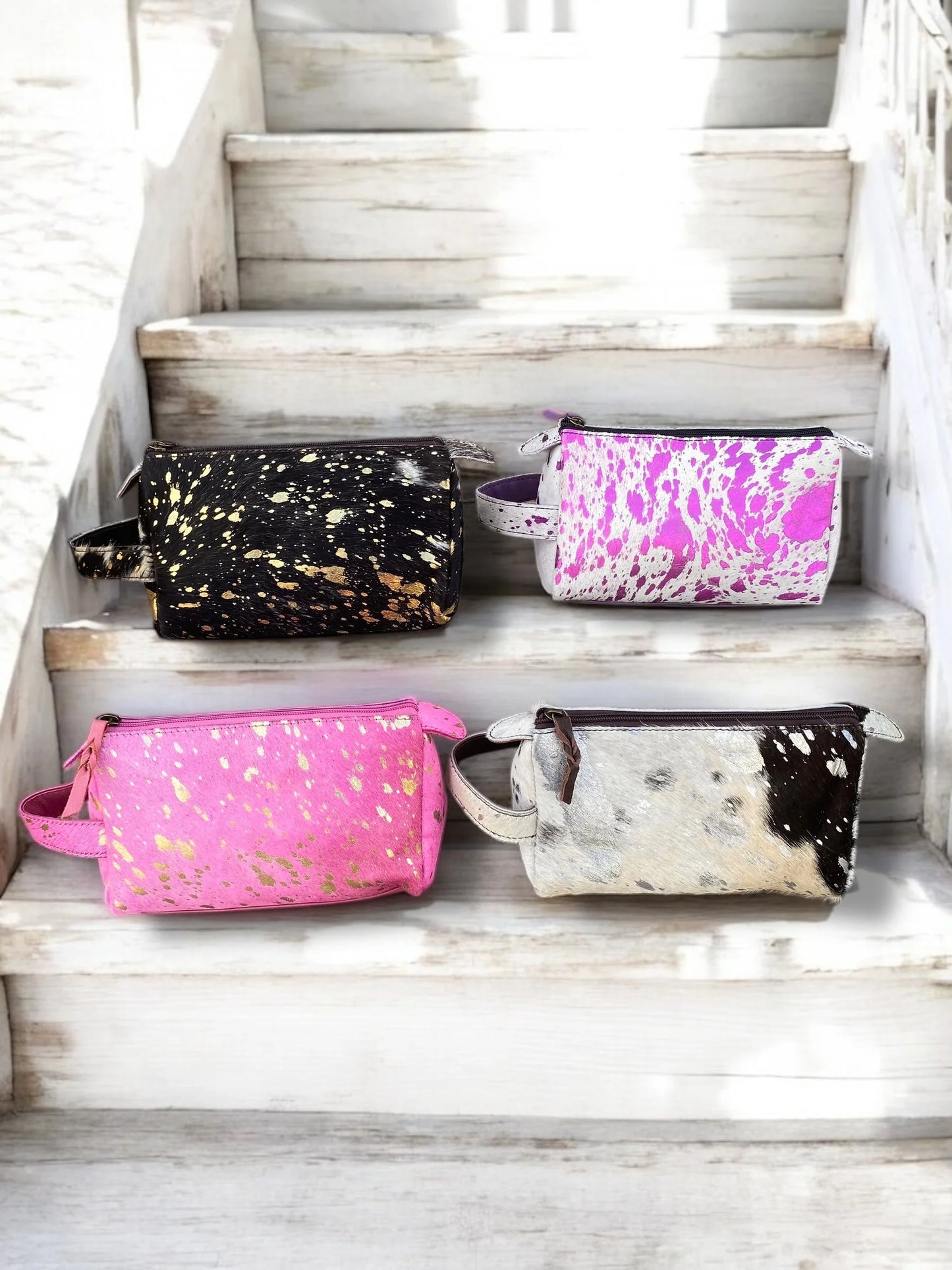 Gold Cowhide Toiletry Bag