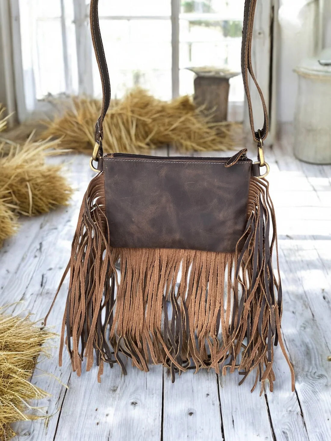 Leather Boot & Fringe Crossbody