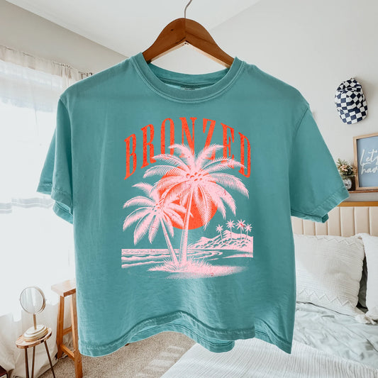 Mint Bronzed Crop Graphic Tee