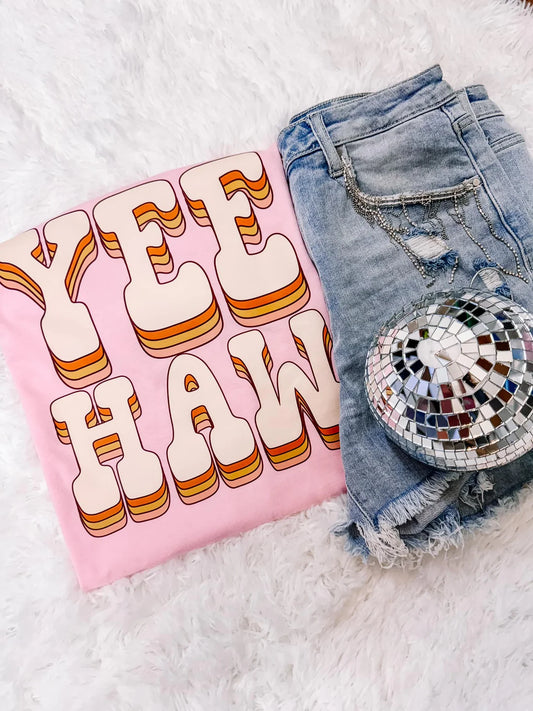 Retro Pink YeeHaw Graphic Tee