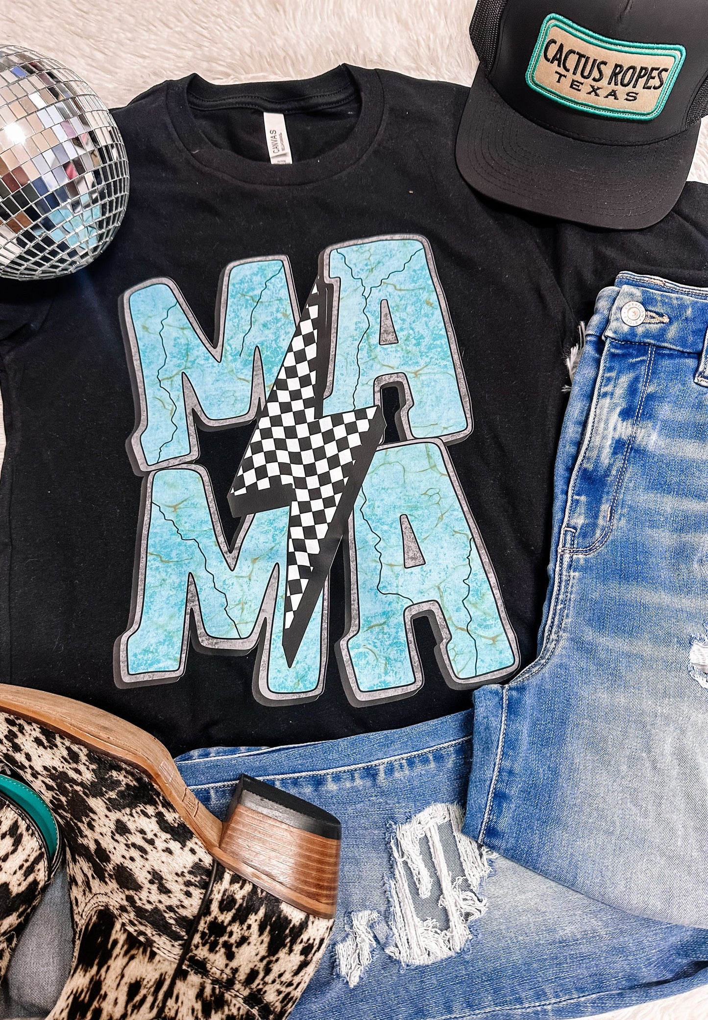 Turquoise & Lightning Mama Graphic Tee