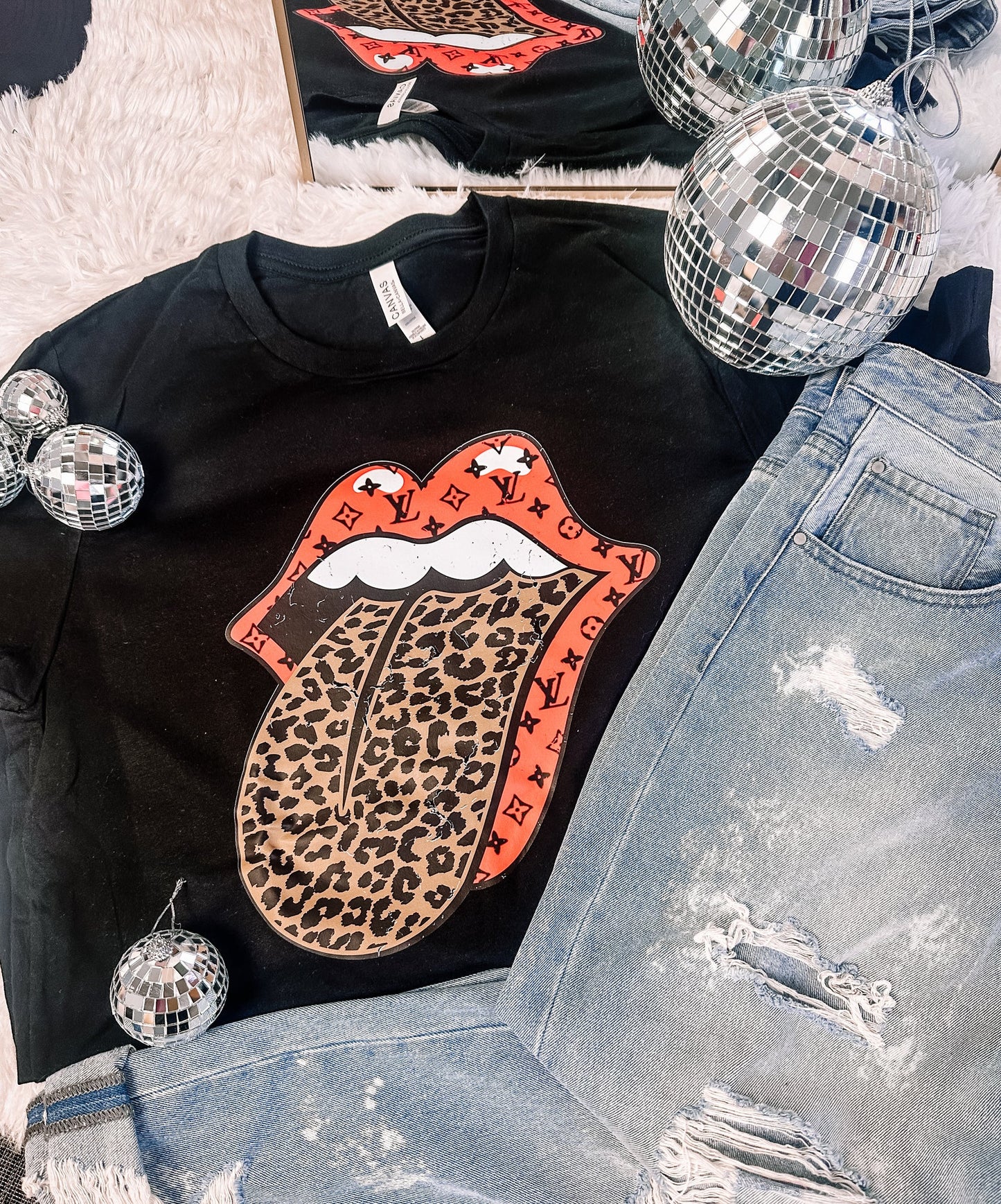 Leopard Kiss & LV Graphic Tee
