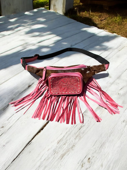 Pink Toole Leather & Cowhide Fanny Pack