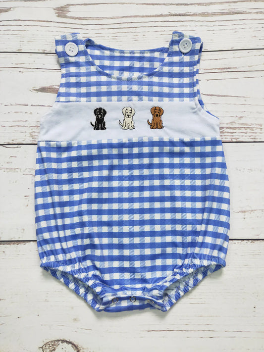 Gingham with Dogs Baby Boy Bubble
