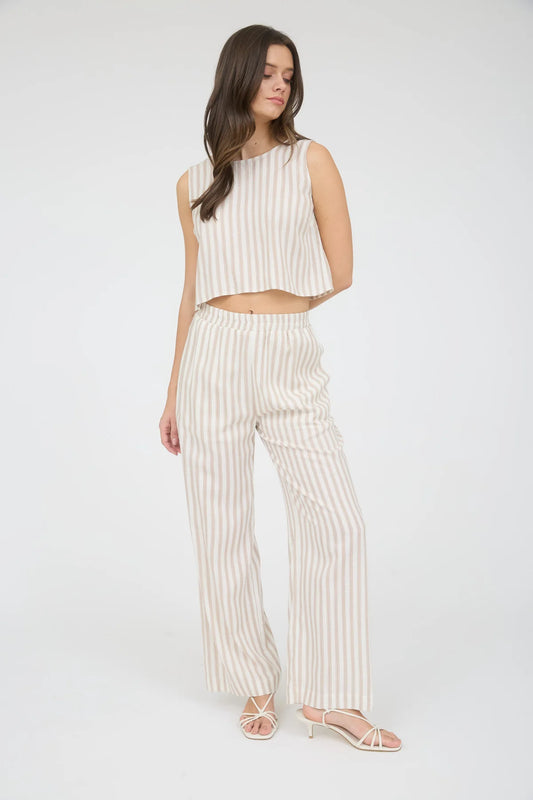 Stripe Linen Top and Pant Set