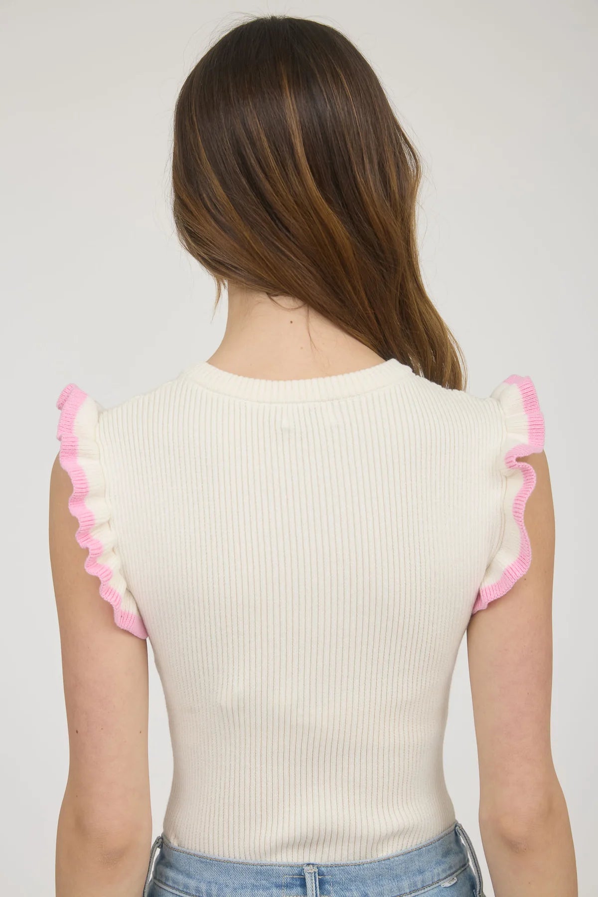 Cream Scallop Sleeve Top