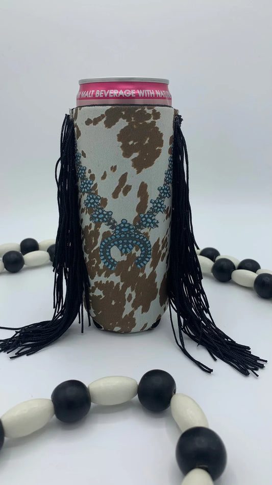 Cowprint with Fringe Skinny Koolie