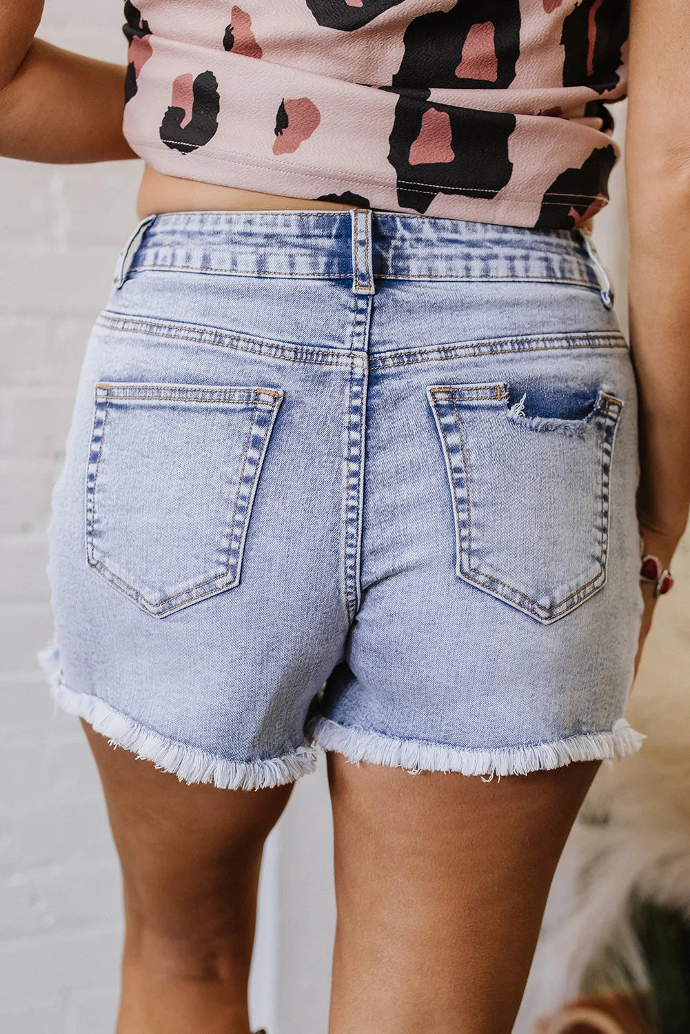 Pearl Studded Denim Shorts