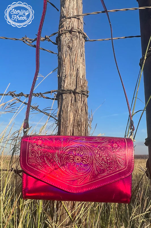 Pink Metallic Western Crossbody
