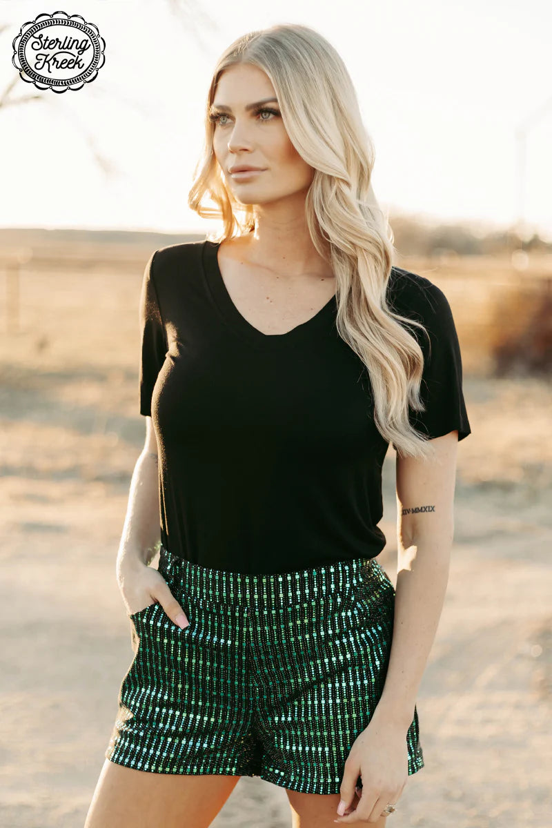 Turquoise Shimmy Up Shorts