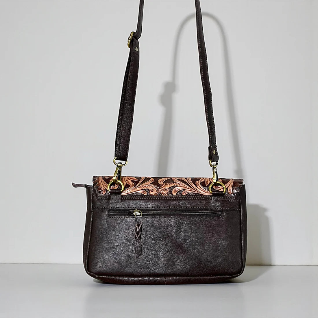 Maria Tooled Leather & Cowhide Crossbody Purse