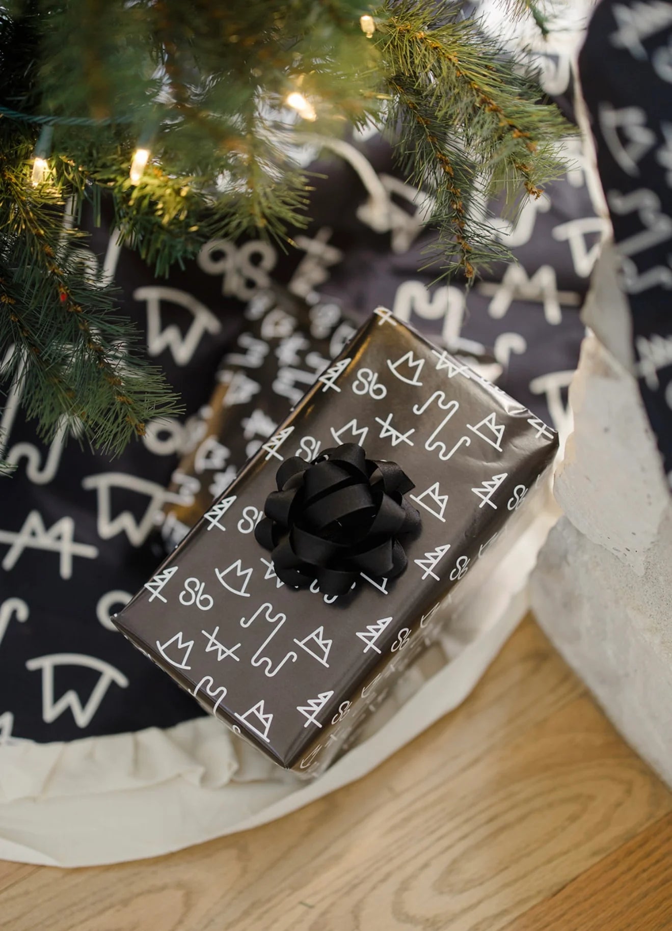Branded Black Wrapping Paper
