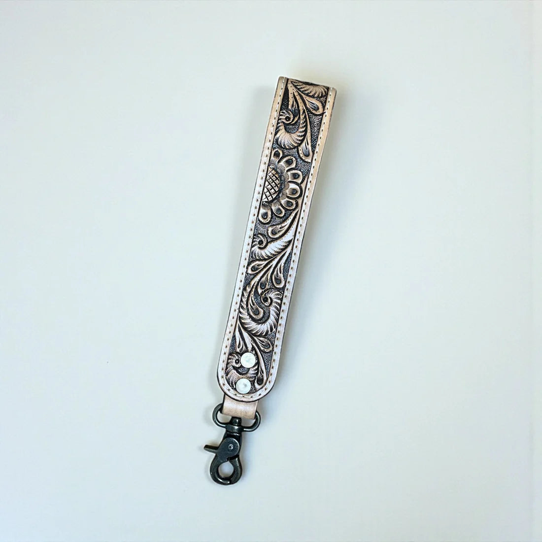 Tooled Leather Wristlet Strap