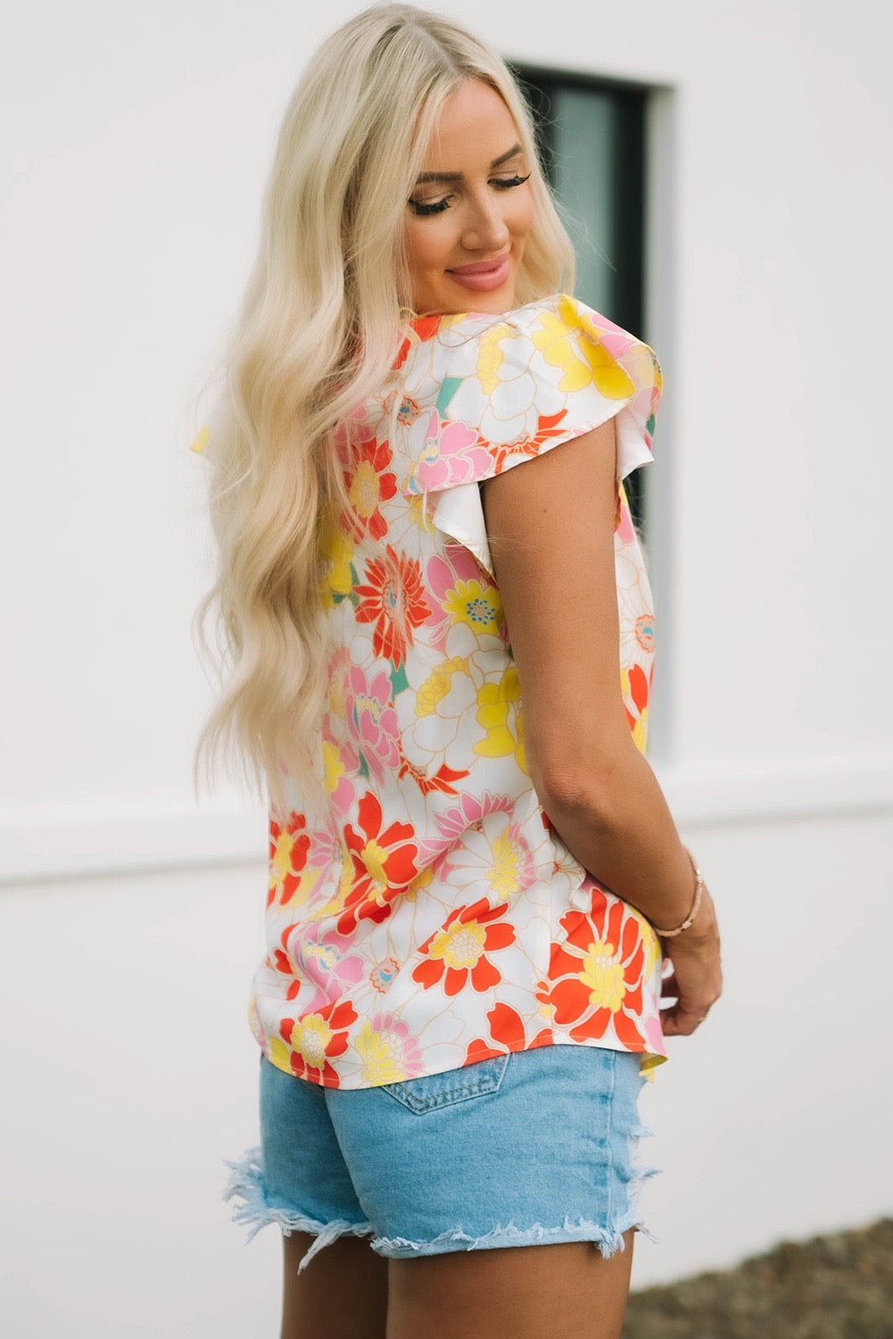 Floral Stand Collar Top
