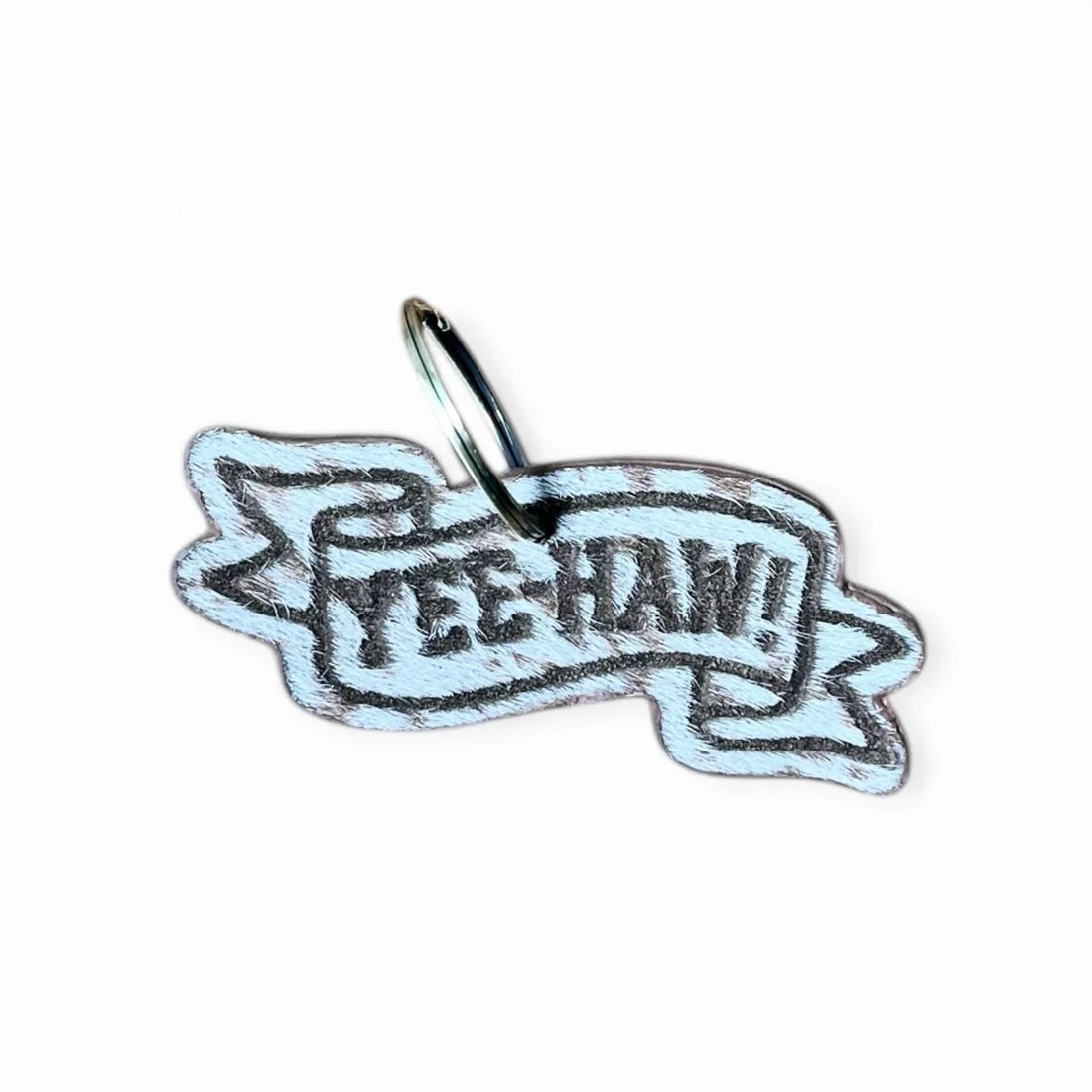 Yeehaw Cowhide Keychain