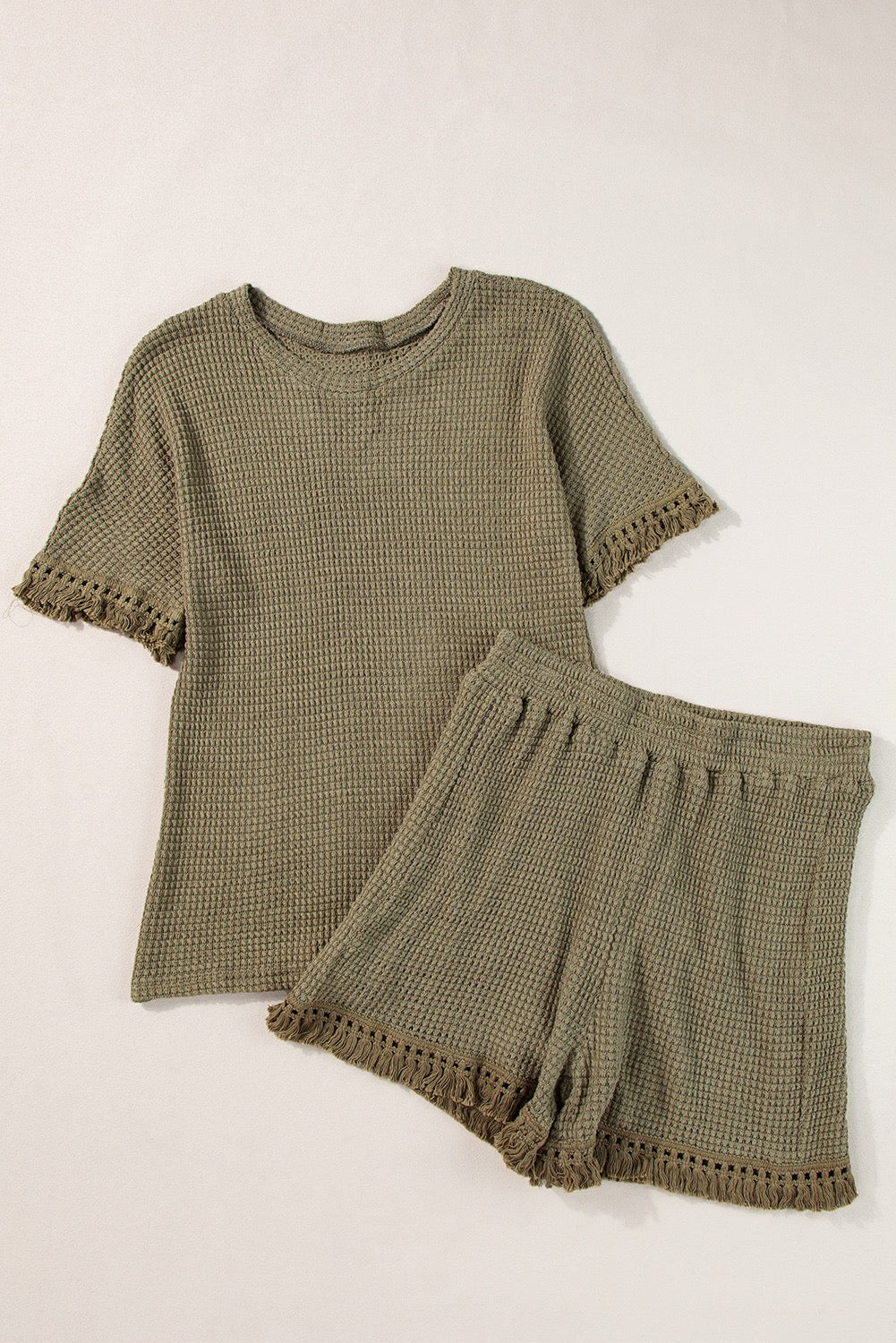 Olive Green Fringe & Textured Set