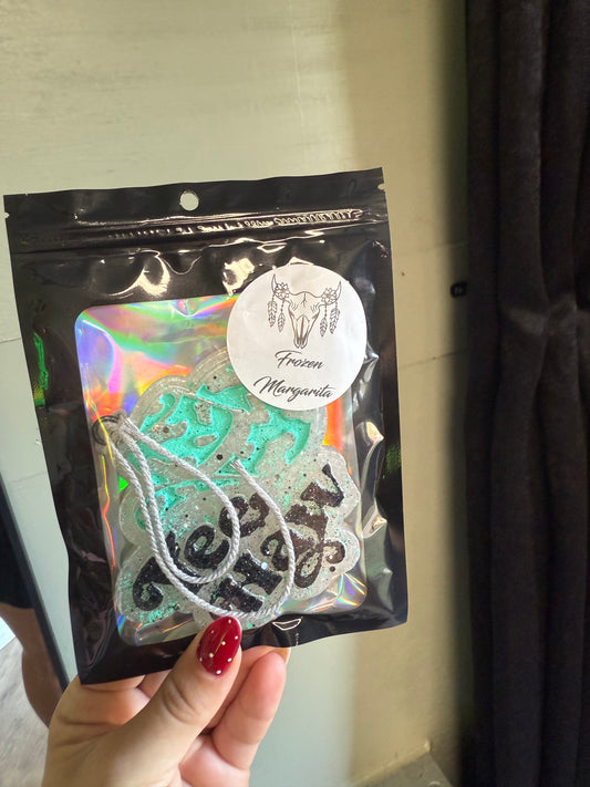 Teal & Black Yeehaw Car Freshie