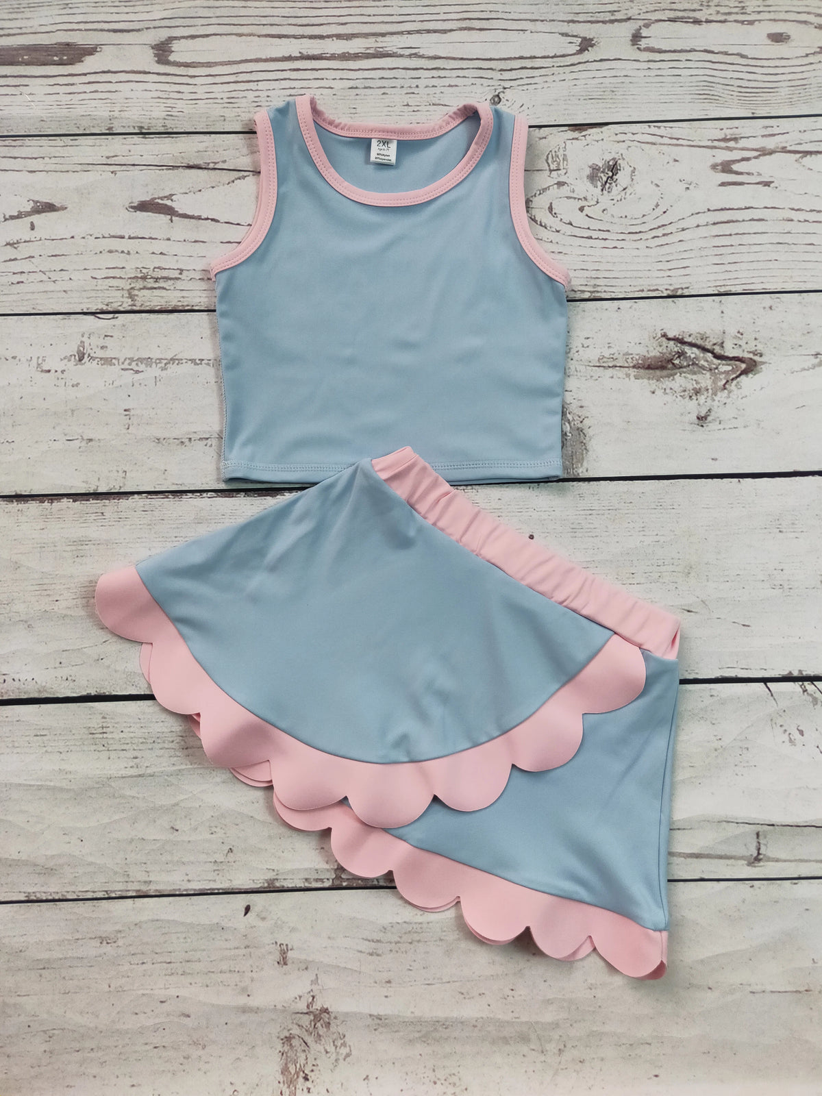 Pink & Blue Girls Scallop Set