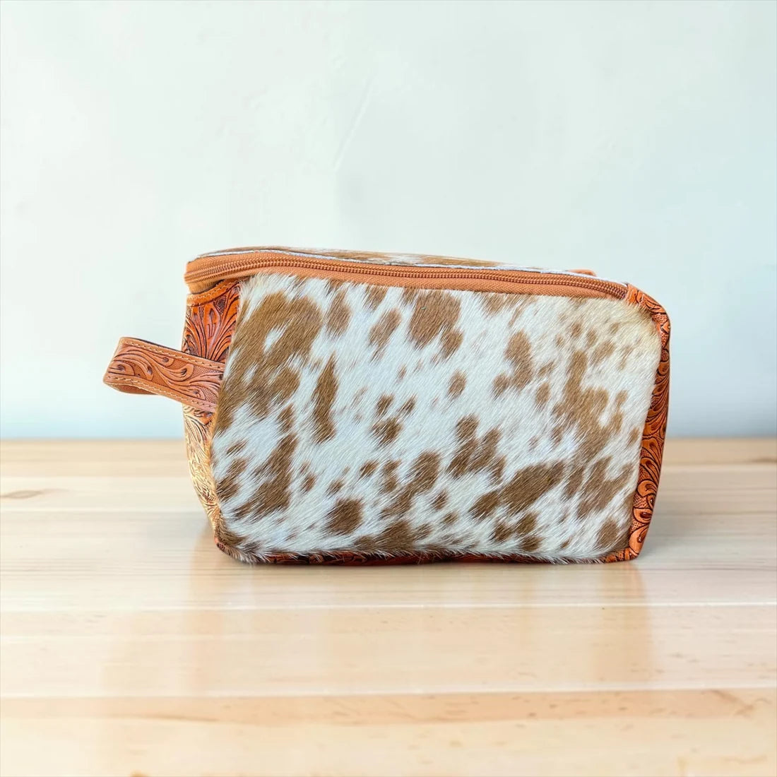 Tan Cowhide & Leather Toiletry Bag