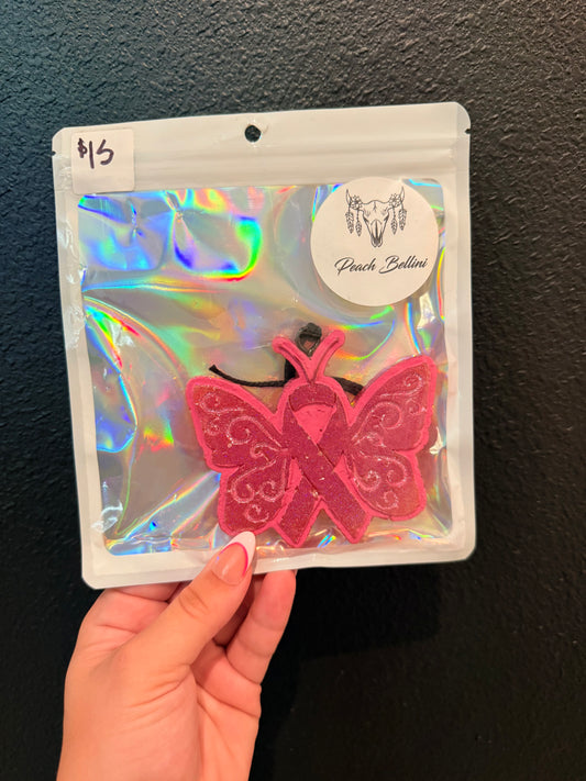 Pink Ribbon Butterfly Car Freshie