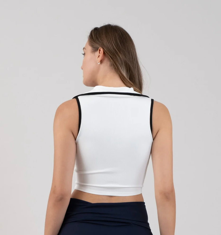 White Collared Golf Top