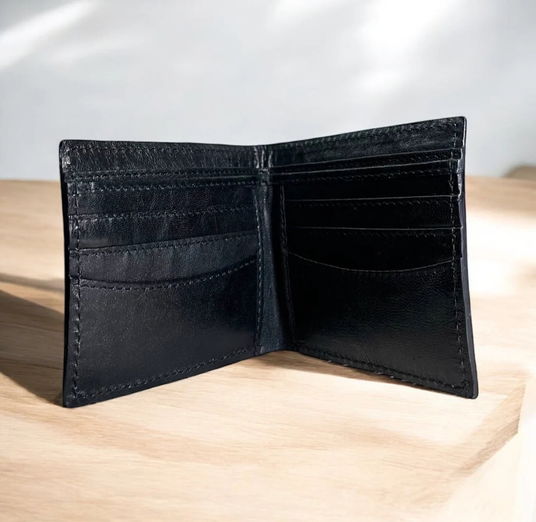 Basketweave Tooled Leather Men’s Wallet