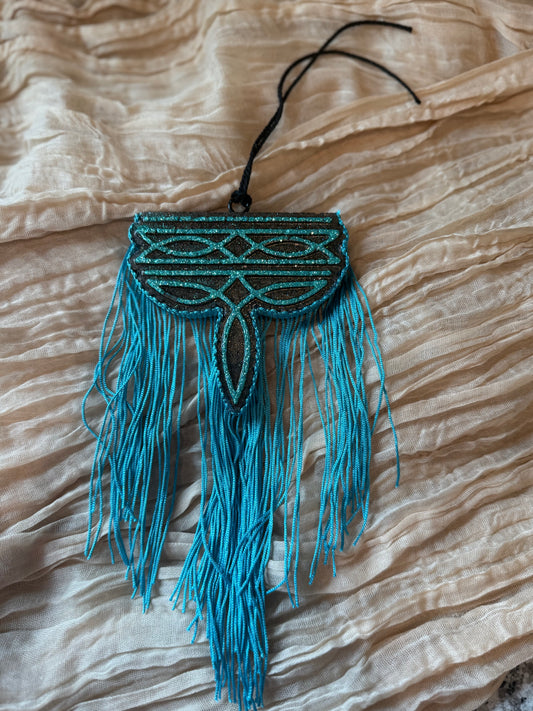 Blue Bootstitch with Fringe Car Freshie