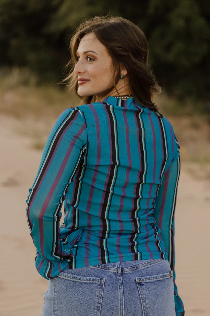 Gotta Be Me Stripe Mesh Top