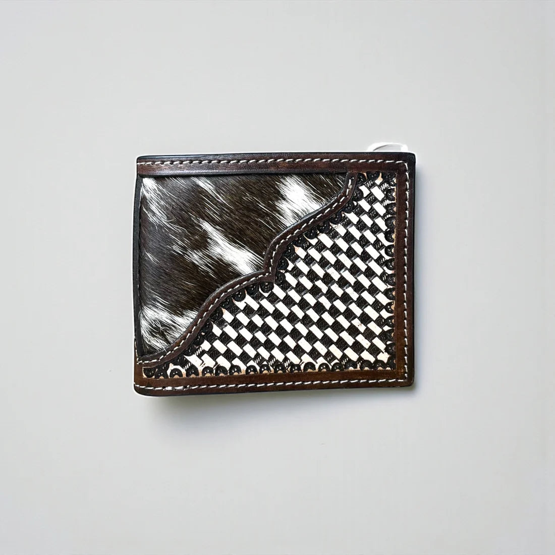 Brown Tooled Leather & Cowhide Men’s Wallet