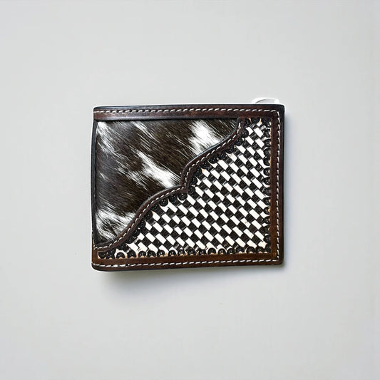 Brown Tooled Leather & Cowhide Men’s Wallet