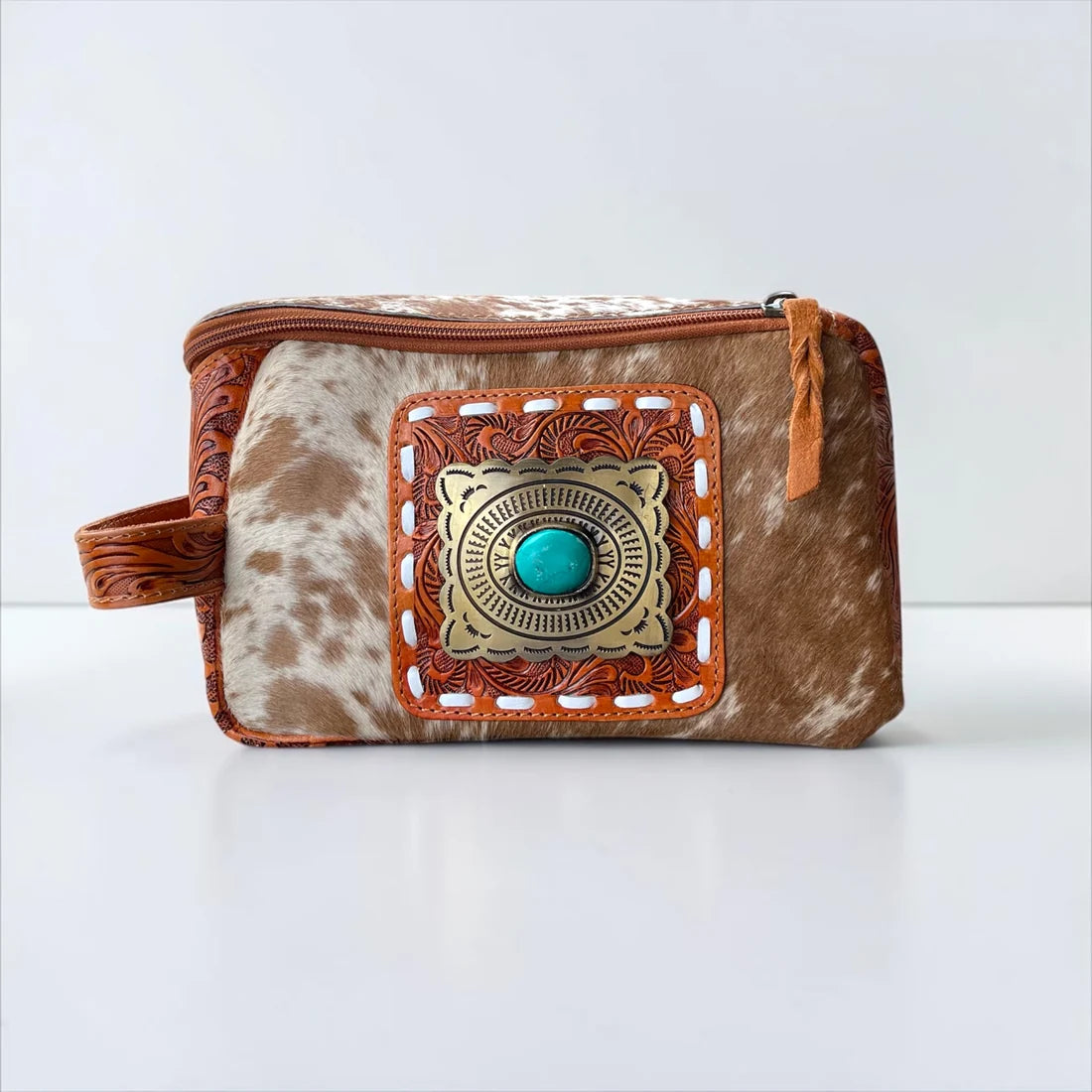 Tan Concho Makeup Bag