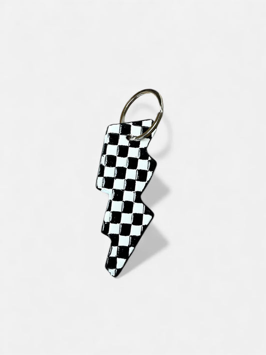 Checkered Lightning Keychain