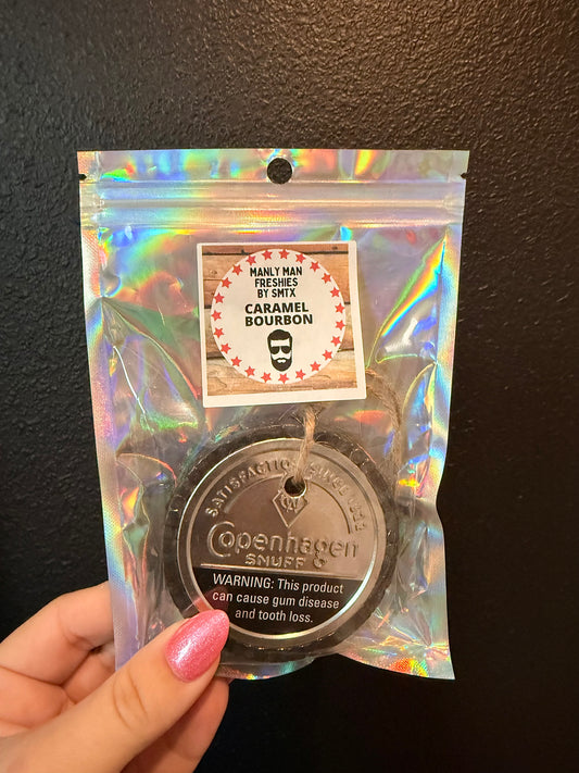 Black Copenhagen Snuff Car Freshie- Caramel Bourbon Scent