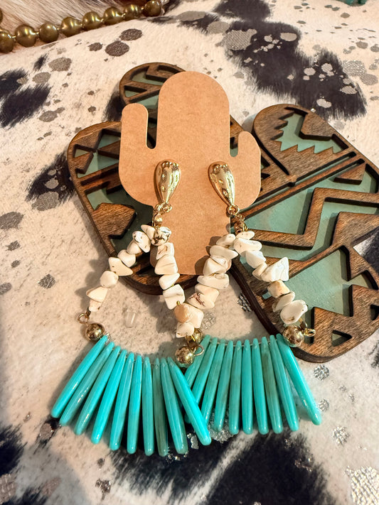 Coastal Turquoise & White Earrings