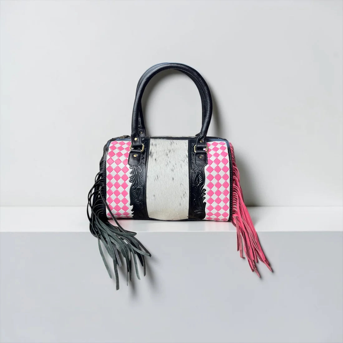Pink & Black Checkered Speedy Bag