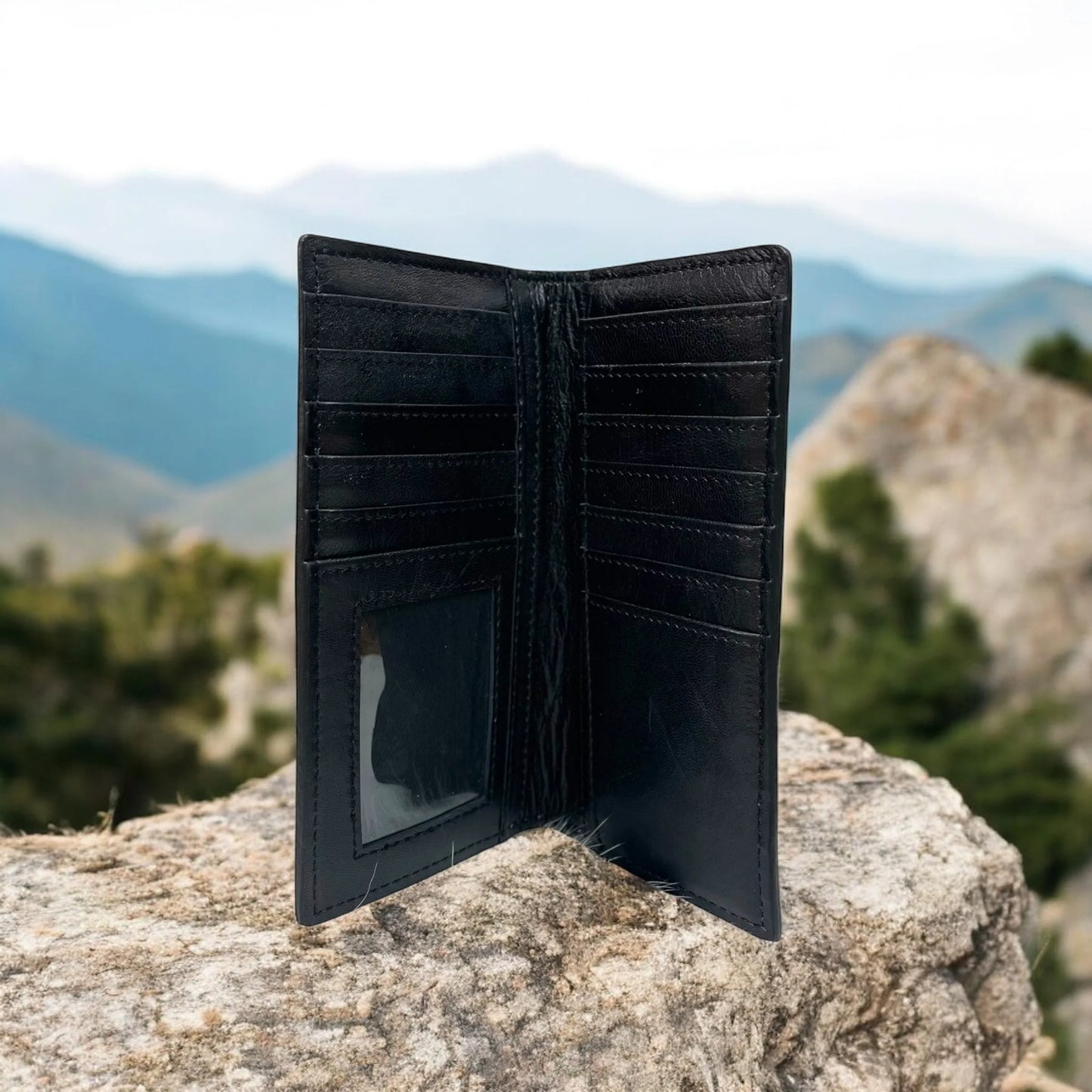 Tan Tooled Leather & Cowhide Mens Wallet