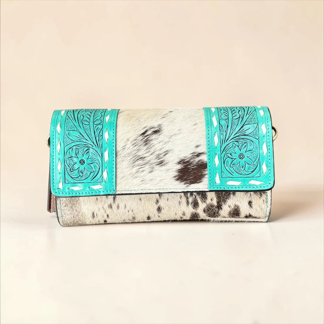 Turquoise Leather Wallet & Crossbody