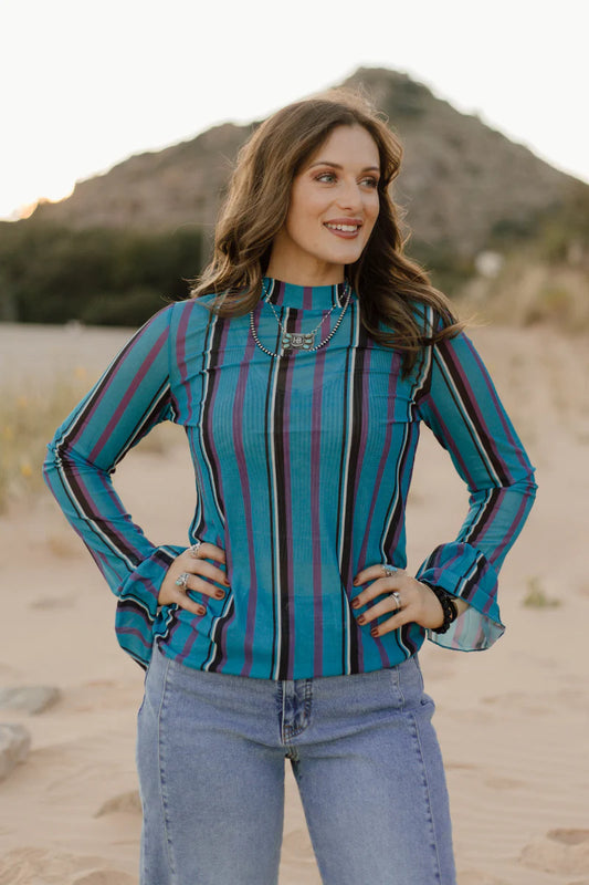 Gotta Be Me Stripe Mesh Top