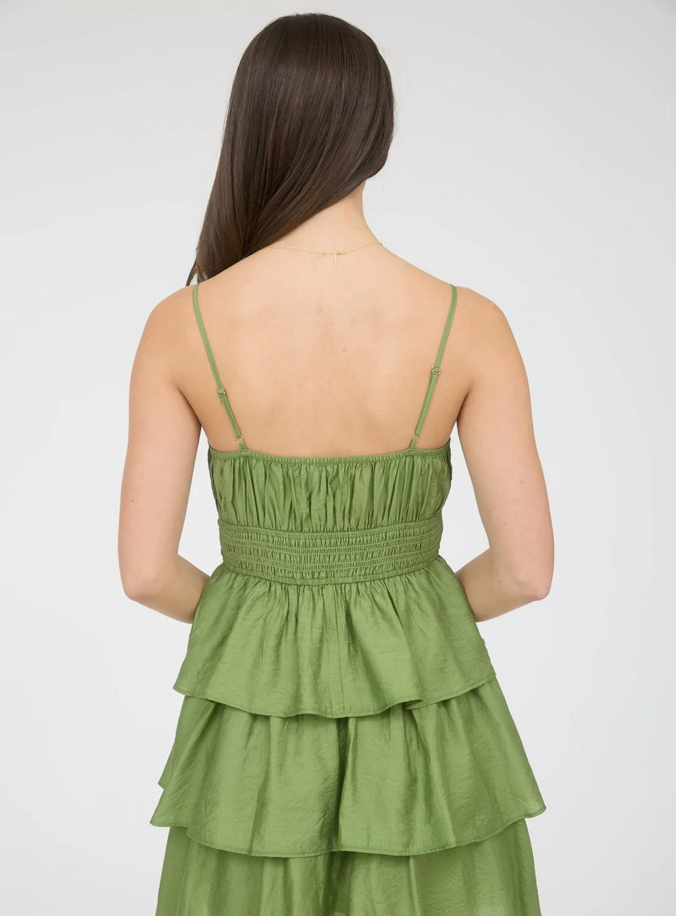 Olive Tiered Mini Dress