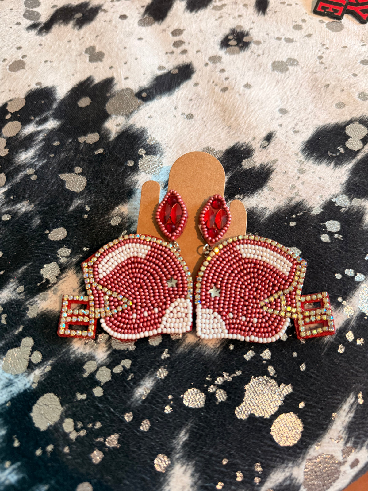 Beaded Football Helmet Earrings