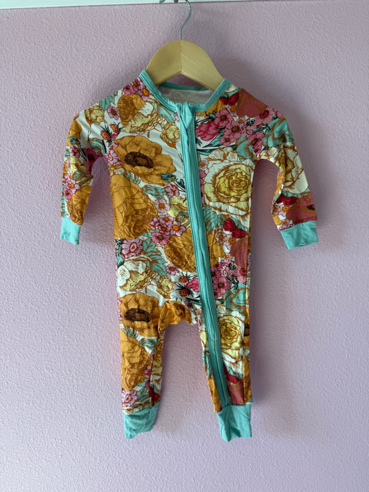 Teal Flowers Bamboo Pajamas