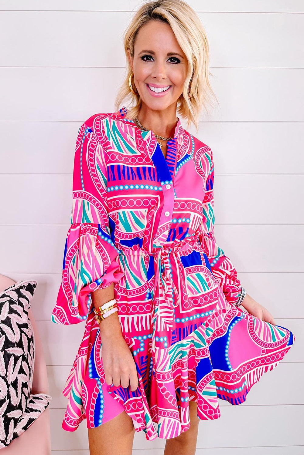 Hot Pink & Blue Coastal Dress
