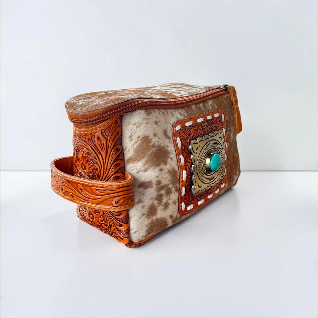Tan Concho Makeup Bag