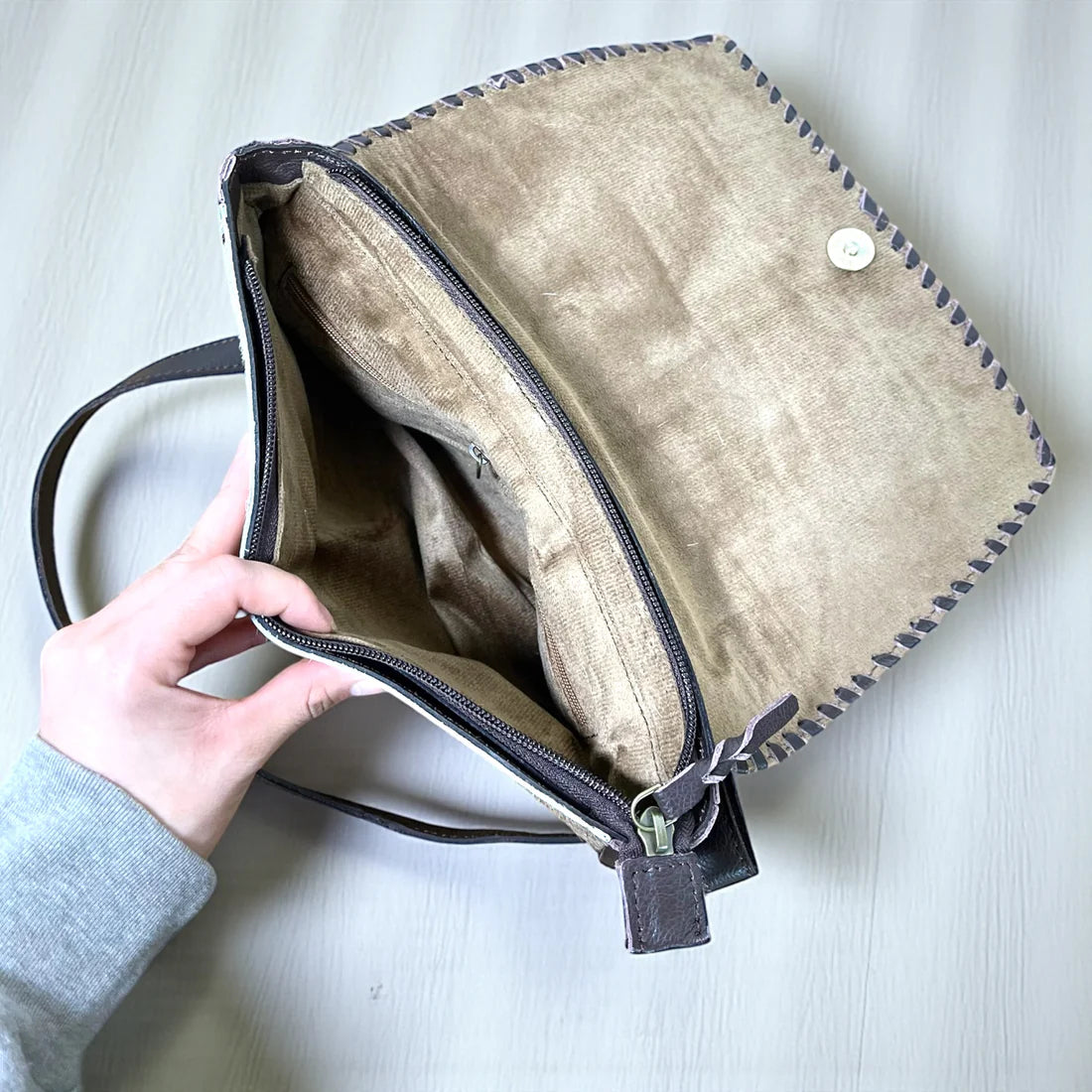 Maria Tooled Leather & Cowhide Crossbody Purse