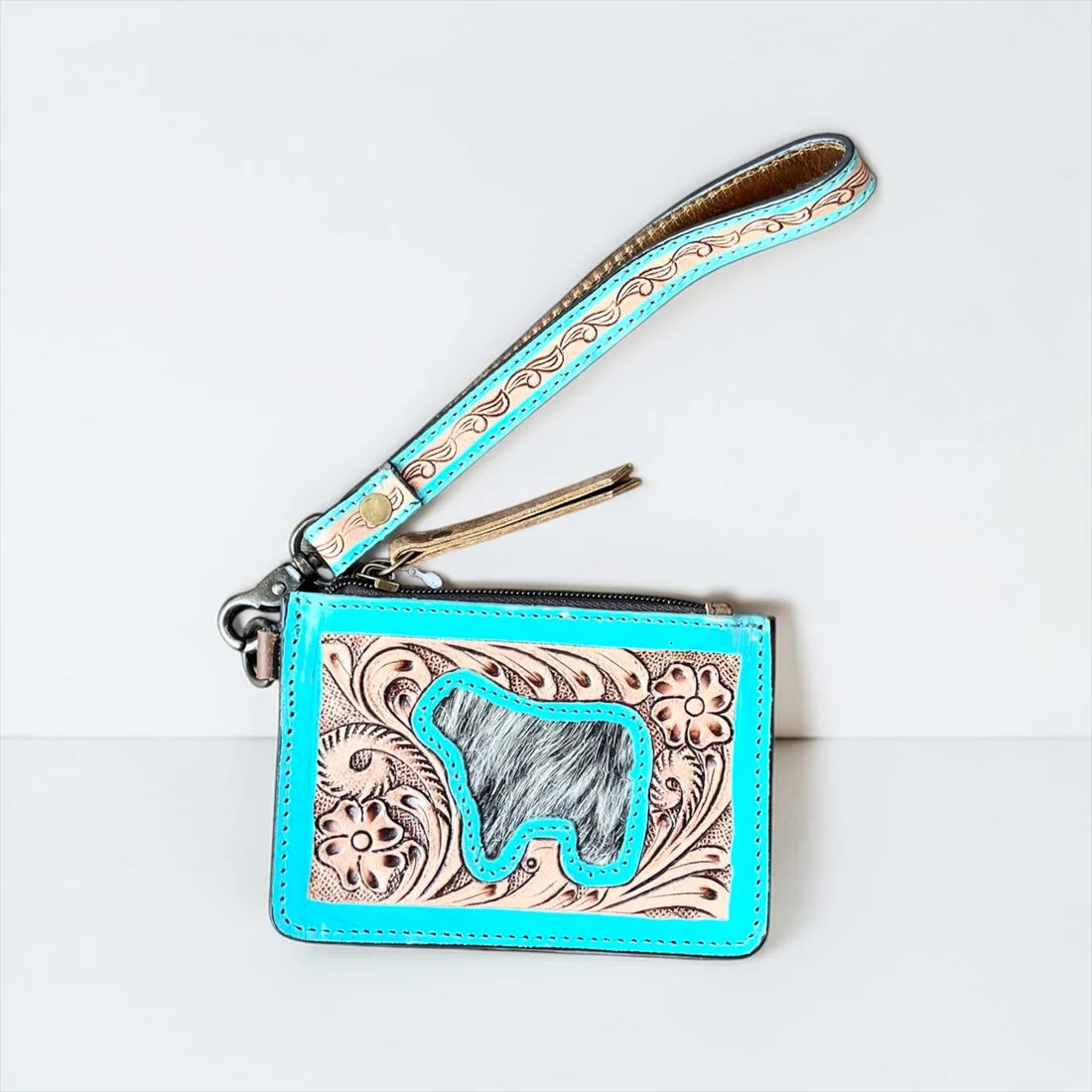 Turquoise Cow Wallet & Coinpouch