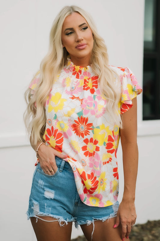 Floral Stand Collar Top